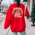 Autistic Raccoon Oversized Sweatshirt for Women | Empowering Back Print Red