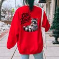 Cute Feral Panda Raccoon Costume Oversized Sweatshirt | Back Print Red