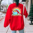 Dumpster Fire Raccoon Sweatshirt - Groovy Back Print Women's Oversized Fit Red