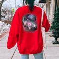 Ferret Moon-Howling Women's Oversized Sweatshirt | Back Print Red