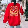 Get In Loser Raccoon Opossum Back Print Oversized Women’s Sweatshirt Red
