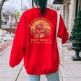 Hiking Raccoon Vintage Women's Oversized Sweatshirt | Back Print Red