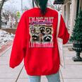 I'm Not Part Of The Problem Raccoon Meme Bootleg Women's Oversized Sweatshirt Back Print Red