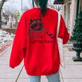 A Little Feral Raccoon With Moon Animal Raccoon Trash Panda Women's Oversized Sweatshirt Back Print Red
