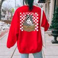 Possum Racoon Adopt A Cat Team Trash Opossums Raccoons Small Women's Oversized Sweatshirt Back Print Red