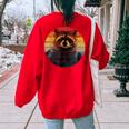 Raccoon Back Print | Women's Oversized Sweatshirt - Cozy & Chic Red