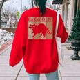 Raccoon Chemistry Elements Women's Oversized Sweatshirt - Fun Design Red
