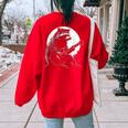 Raccoon Guitarist Moon Print Women's Oversized Sweatshirt - Fun & Cozy Red