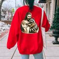 Raccoon Lover Sweatshirt - Vintage Jesus & Raccoon | Women's Oversized Red