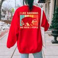 Raccoon Lovers' Oversized Sweatshirt - Unisex Introvert Style Back Print Red