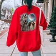 Raccoon Moon Sweatshirt | Unisex Oversized Back Print for Family Red