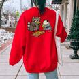 Raccoon Opossum Eating Pizza Street Cats Men Women Kid Women's Oversized Sweatshirt Back Print Red