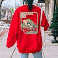 Raccoon Oversized Women's Sweatshirt | Dream Big Trash Panda Theme Red