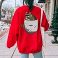 Raccoon Pocket Women's Oversized Sweatshirt - Cozy Animal Lover Gift Red