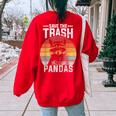 Raccoon Retro Women's Oversized Sweatshirt | Vintage Back Print Red