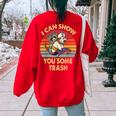 Raccoon Retro Women's Sweatshirt - Cozy Vintage Oversized Fit Red
