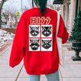 Raccoon Rock Band Concert Oversized Women's Sweatshirt - Back Print Red