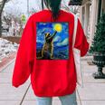 Raccoon Starry Night Sweatshirt - Women's Oversized Back Print Red