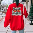 Raccoon With Sunglasses Retro Raccoon Animal Lover Women's Oversized Sweatshirt Back Print Red