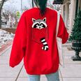 Raccoon Trash Panda Sweatshirt | Women's Blue Cartoon Casual Style Red
