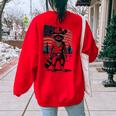 Raccoon Western Oversized Women's Sweatshirt - Vintage Style Red