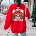 Raccoon Whisperer Oversized Women's Sweatshirt - Vintage Retro Style Red