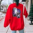 Raccoons Howling At The Moon Shirt Raccoon Women's Oversized Sweatshirt Back Print Red