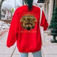 Racoon Trash Panda -Kids Cartoon Women's Oversized Sweatshirt Back Print Red