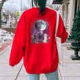 Rats Howling At The Moon Shirt Rat Women's Oversized Sweatshirt Back Print Red