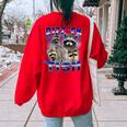 Rizz Em With The Tism Meme Autistic Raccoon Rizz Women's Oversized Sweatshirt Back Print Red
