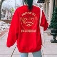 Sarcastic Raccoon Lover Oversized Women's Sweatshirt | Whimsical Back Print Red