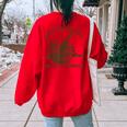 Sarcastic Raccoon Oversized Women's Sweatshirt – Fun Back Print Red