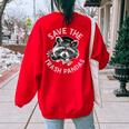 Save Raccoons Sweatshirt for Women | Oversized Animal Lover Style Red