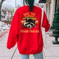 Save The Trash Pandas Raccoon Shirt Raccoon Animal T-Shirt Women's Oversized Sweatshirt Back Print Red
