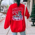 Strawberry Jams But My Dont Raccoon Women's Oversized Sweatshirt Back Print Red