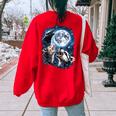 Three Animal Moon Women's Oversized Sweatshirt – Back Print Red