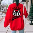 Trash Panda Raccoon Meme Women's Oversized Sweatshirt - Eco Design Red