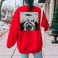UFO Raccoon Sweatshirt - Fun Back Print | Unisex, Oversized Red
