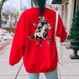 Western Cowboy Raccoon Women's Sweatshirt - Vintage 90s Back Print Red