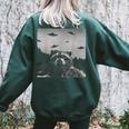 Alien UFO Oversized Back Print Sweatshirt for Women | Adventure Style Forest