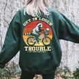 Get In Loser Raccoon Opossum Back Print Oversized Women’s Sweatshirt Forest