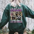 I'm Not Part Of The Problem Raccoon Meme Bootleg Women's Oversized Sweatshirt Back Print Forest