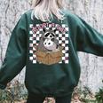 Possum Racoon Adopt A Cat Team Trash Opossums Raccoons Small Women's Oversized Sweatshirt Back Print Forest