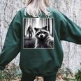 Raccoon & Bigfoot Selfie Women's Oversized Sweatshirt | Novelty Print Forest