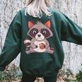 Raccoon Cookie Lover Women's Oversized Sweatshirt | Casual Fun Forest