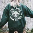 Raccoon Eat Trash Hail Satan Gothic Racoon Women's Oversized Sweatshirt Back Print Forest