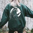 Raccoon Guitarist Moon Print Women's Oversized Sweatshirt - Fun & Cozy Forest