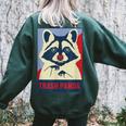 Raccoon Lover Oversized Women's Sweatshirt - Wildlife Cozy Back Print Forest