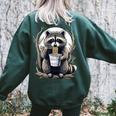 Raccoon Noodle Cup Back Print Sweatshirt - Oversized for Women & Men Forest