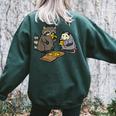Raccoon Opossum Eating Pizza Street Cats Men Women Kid Women's Oversized Sweatshirt Back Print Forest